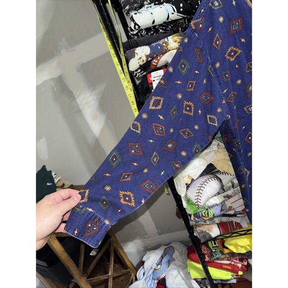 Vintage 90s Bon Homme Aztec Patter Longsleeve Button Up Shirt Size Large - Picture 4 of 6